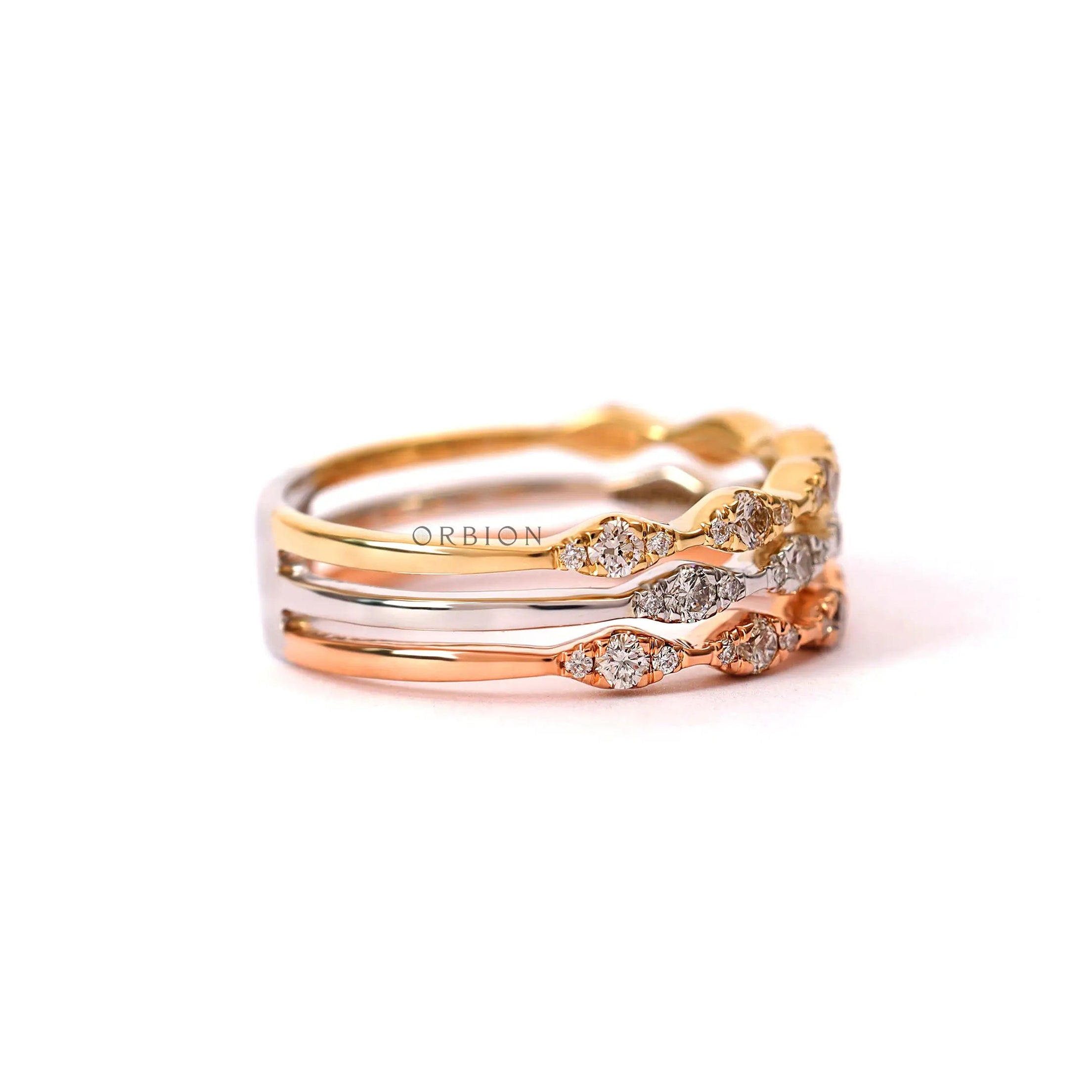 Pave diamond band ring in 10k white yellow rose gold tone elegant shine