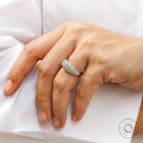 Round brilliant lab grown diamond pave dome ring