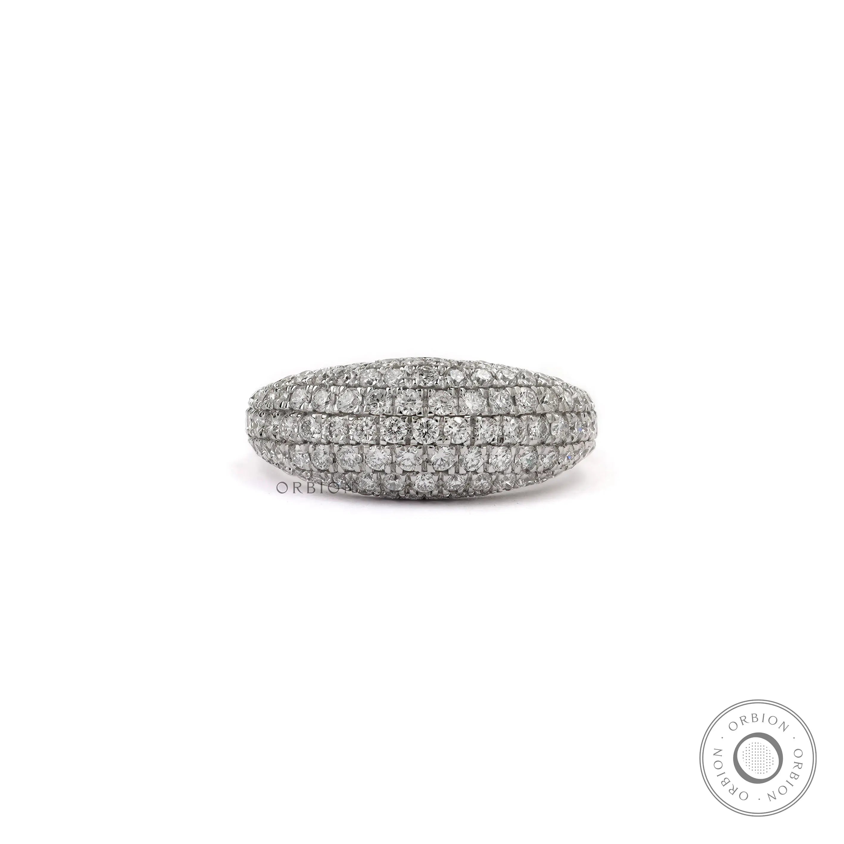 Diamond pave statement cocktail ring in white gold detailed view