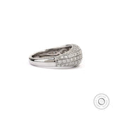 Multi row diamond pave dome ring angled view