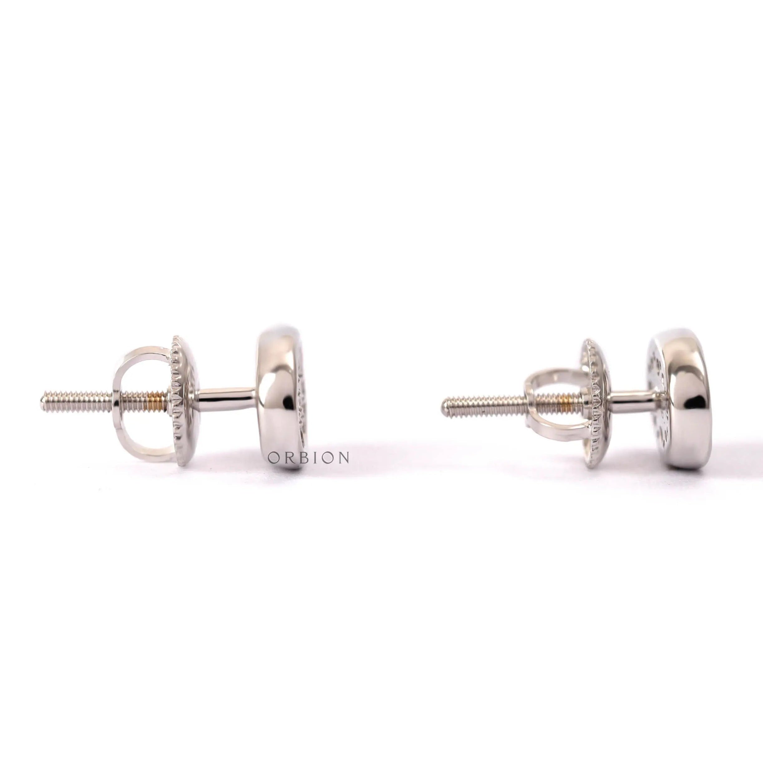 Oval Pave Diamond Stud Earrings in 14k White Gold