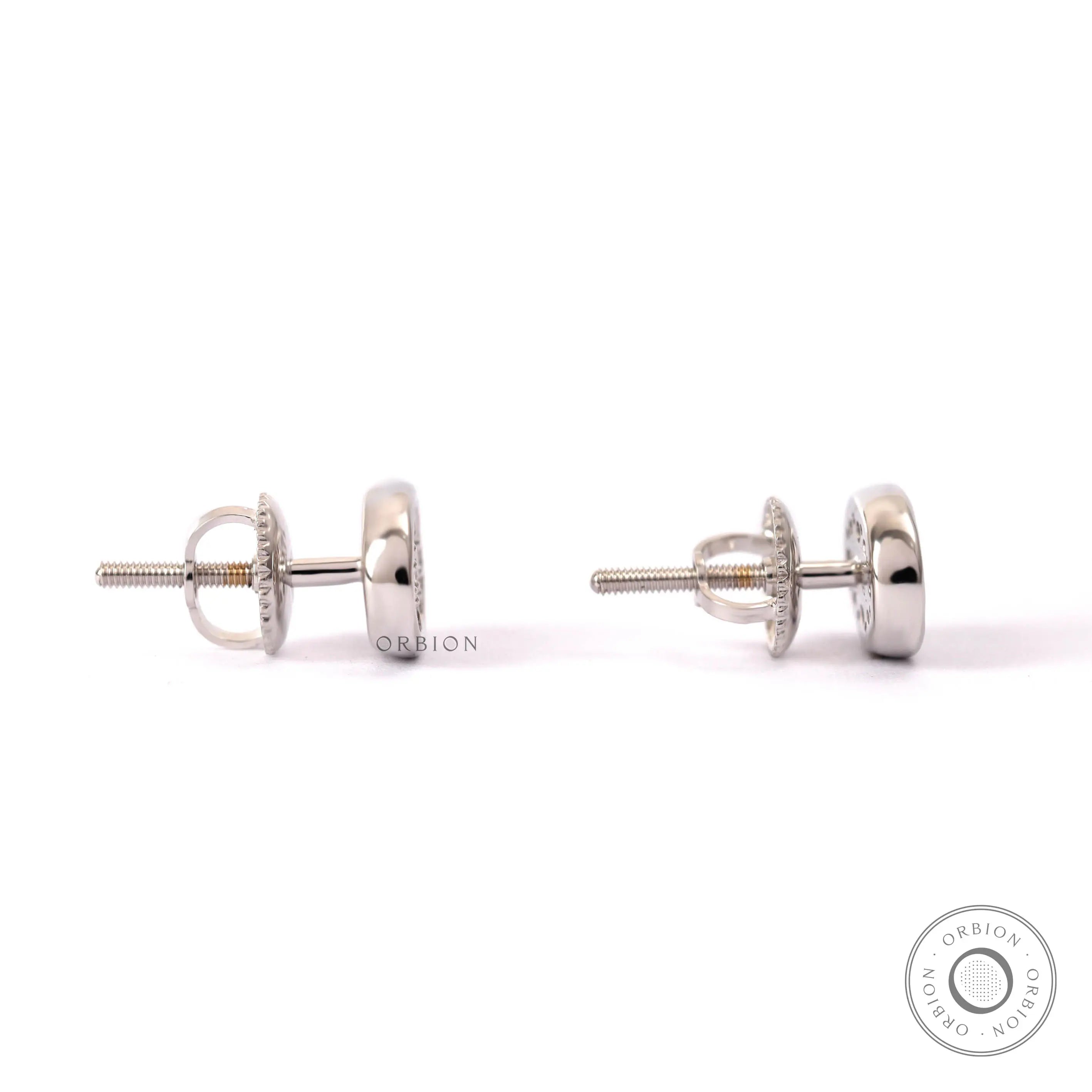 Oval Pave Diamond Stud Earrings in 14k White Gold