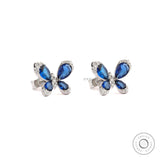 Butterfly shaped sapphire and lab diamond stud earrings