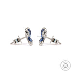 Nature inspired butterfly stud earrings with diamonds and sapphires