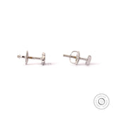 side view of diamond cloud and lightning bolt stud earrings in 10K white gold