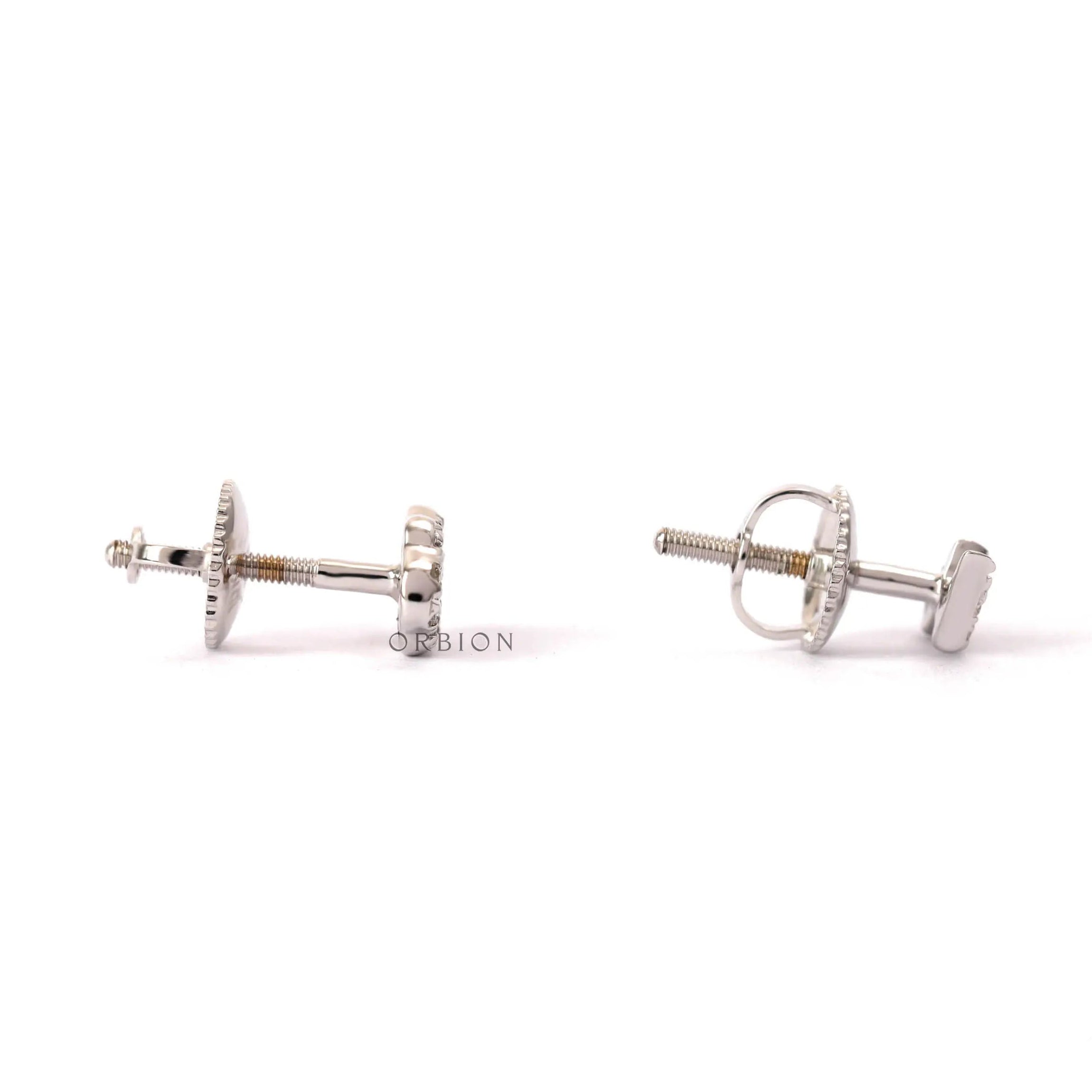 side view of diamond cloud and lightning bolt stud earrings in 10K white gold