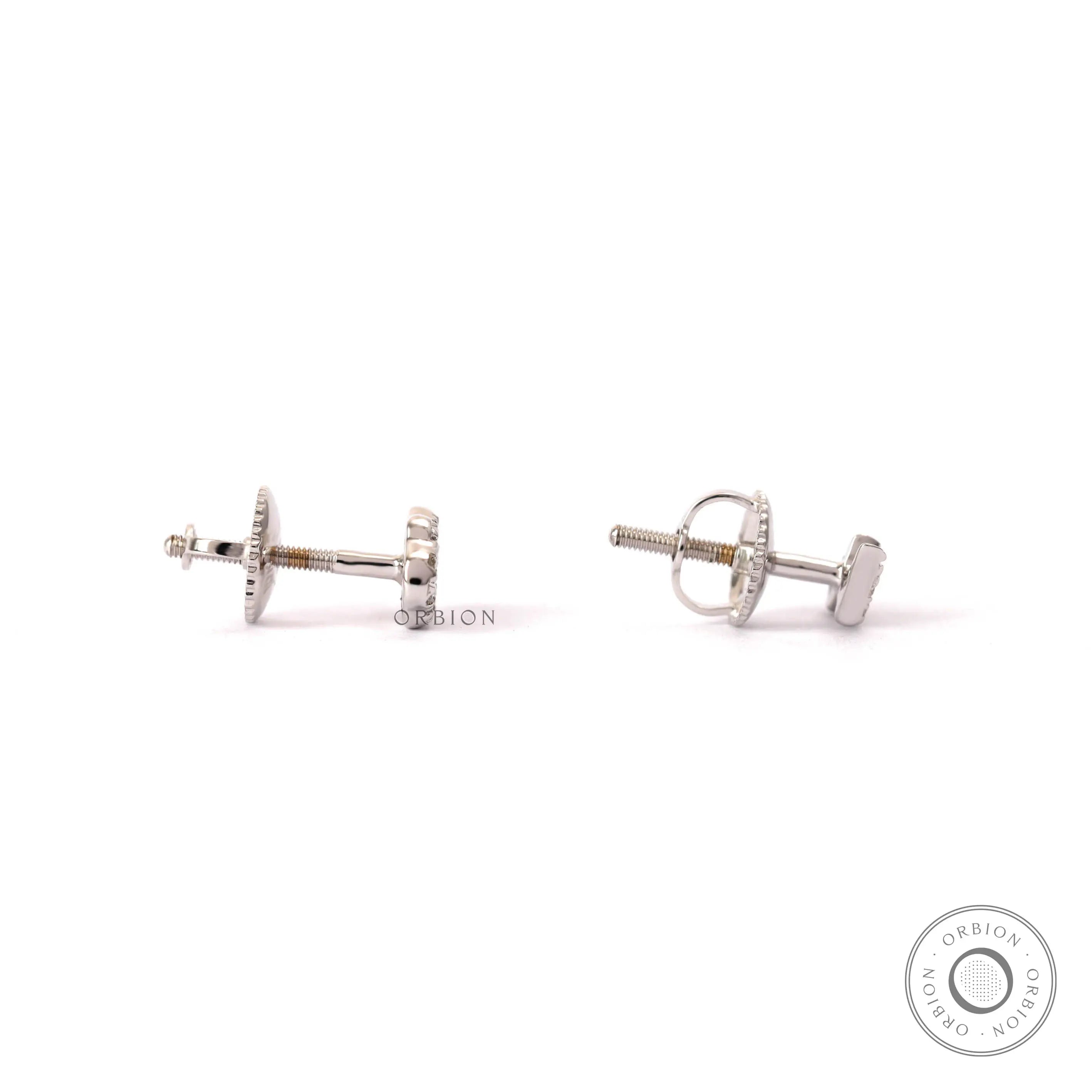 side view of diamond cloud and lightning bolt stud earrings in 10K white gold