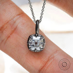 Vintage inspired old mine cut cushion pendant in oxidized silver