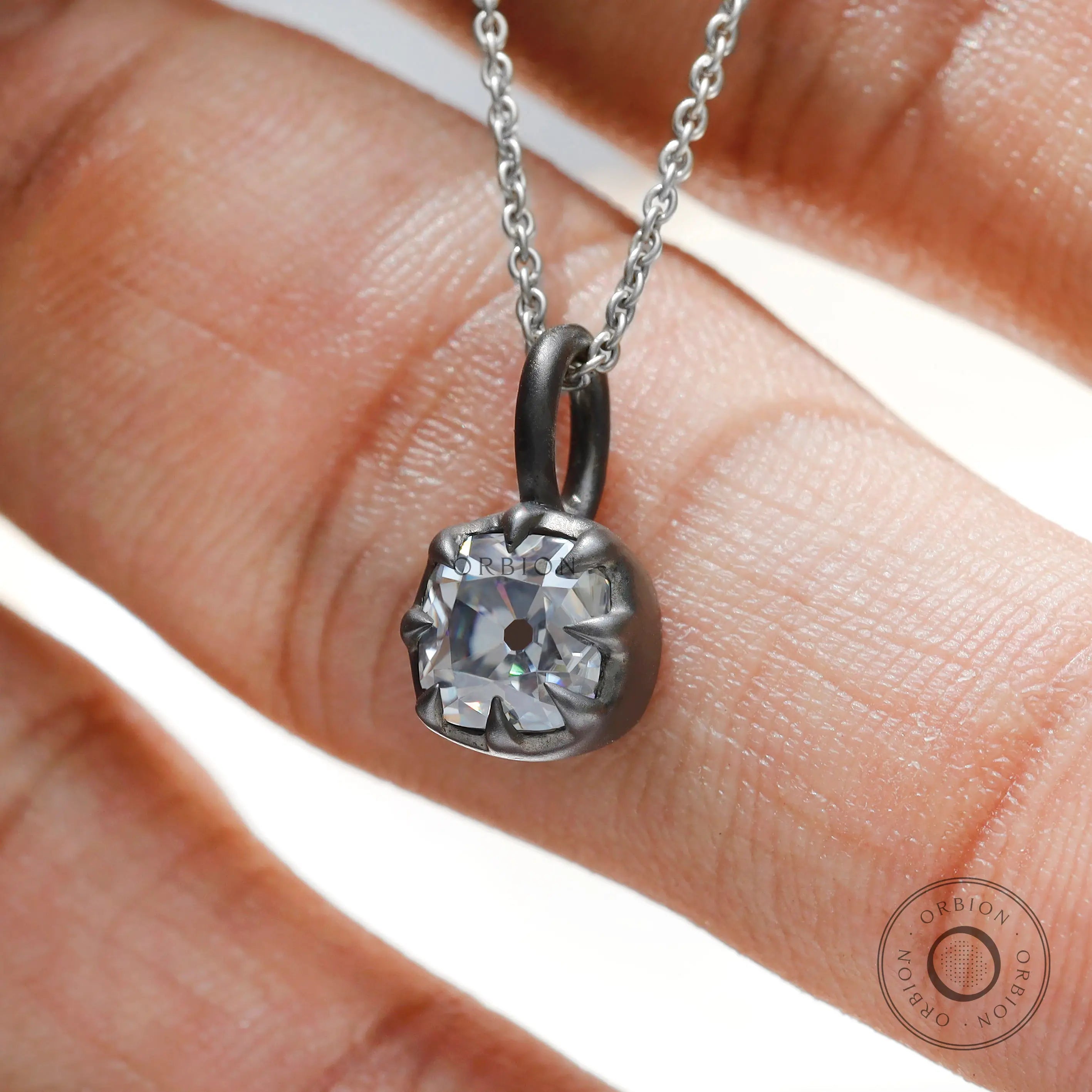 Matt finish vintage silver pendant side profile