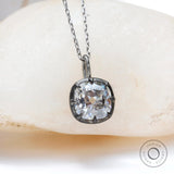 Vintage inspired cushion old mine cut pendant in oxidized silver