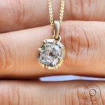 Antique claw prong old mine cut gold pendant