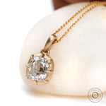 2.4 carat elongated cushion old mine cut gold pendant