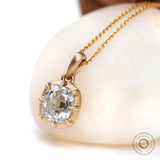 2.4 carat elongated cushion old mine cut gold pendant