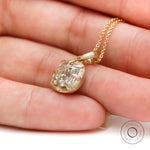Satin matt finish 10K yellow gold cushion necklace