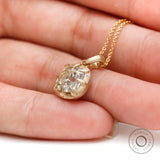 Satin matt finish 10K yellow gold cushion necklace