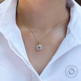 Antique style cushion pendant worn on neckline