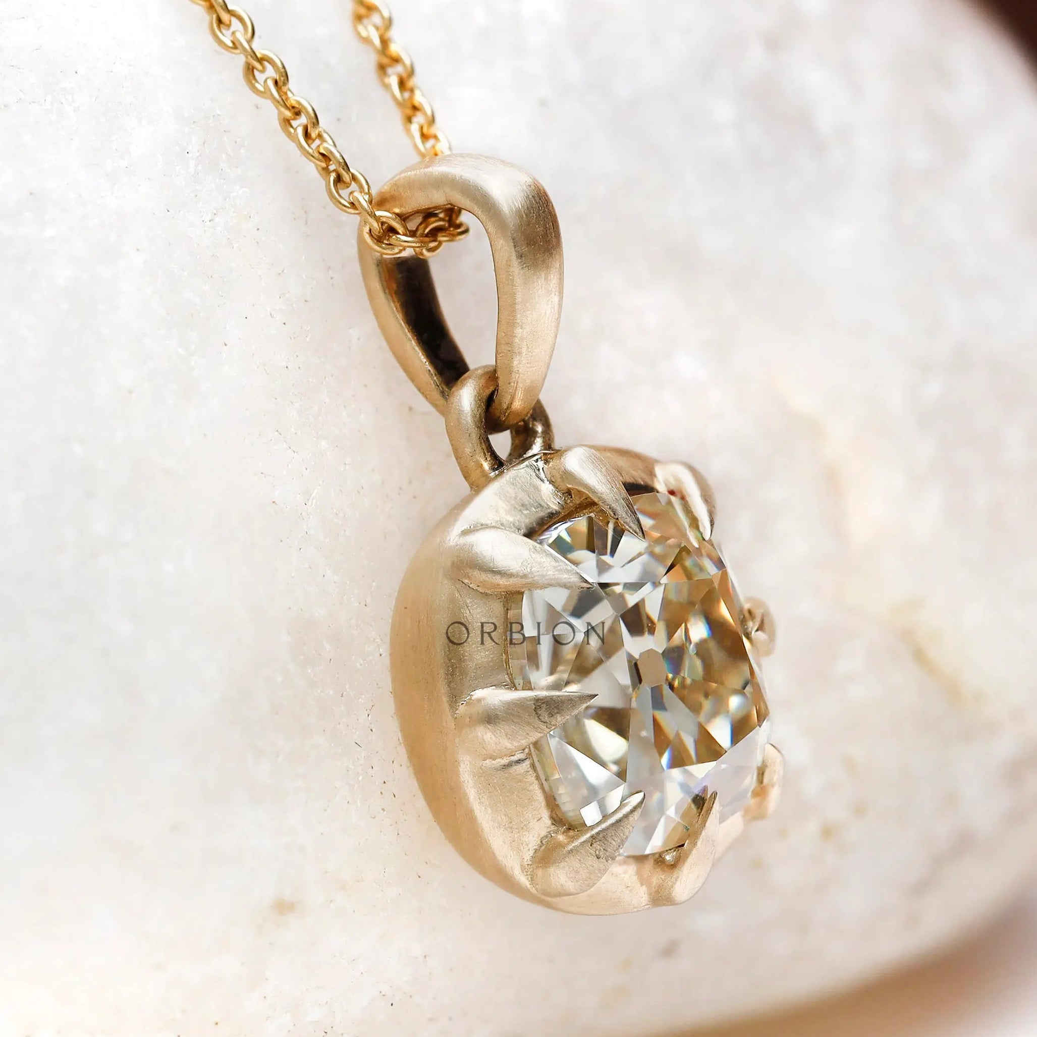 cushion stone pendant detailed side view