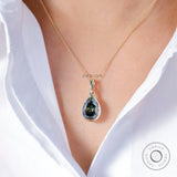 Large dark green moissanite gold pendant detail