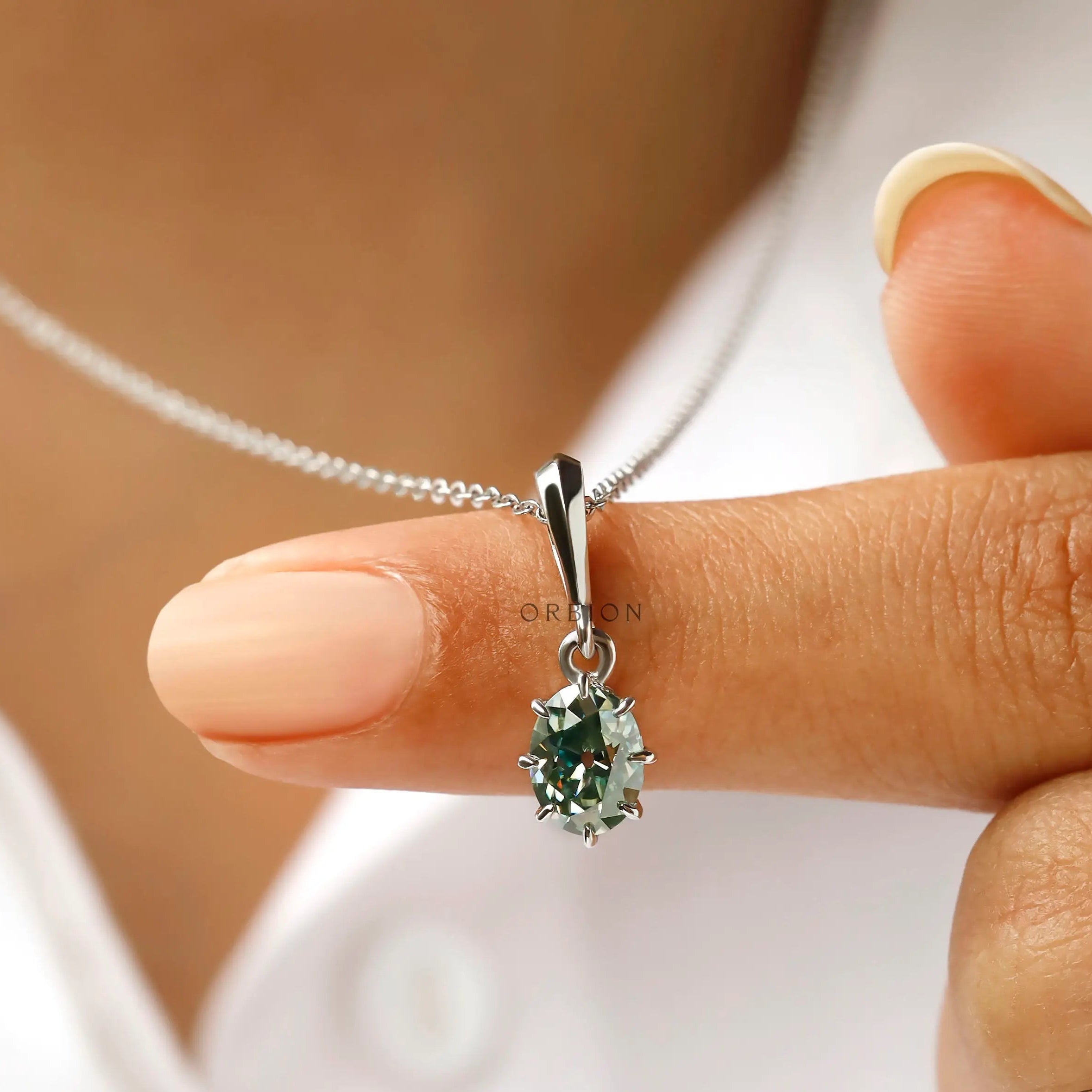 Oval vintage cut moissanite pendant jewelry gift for women