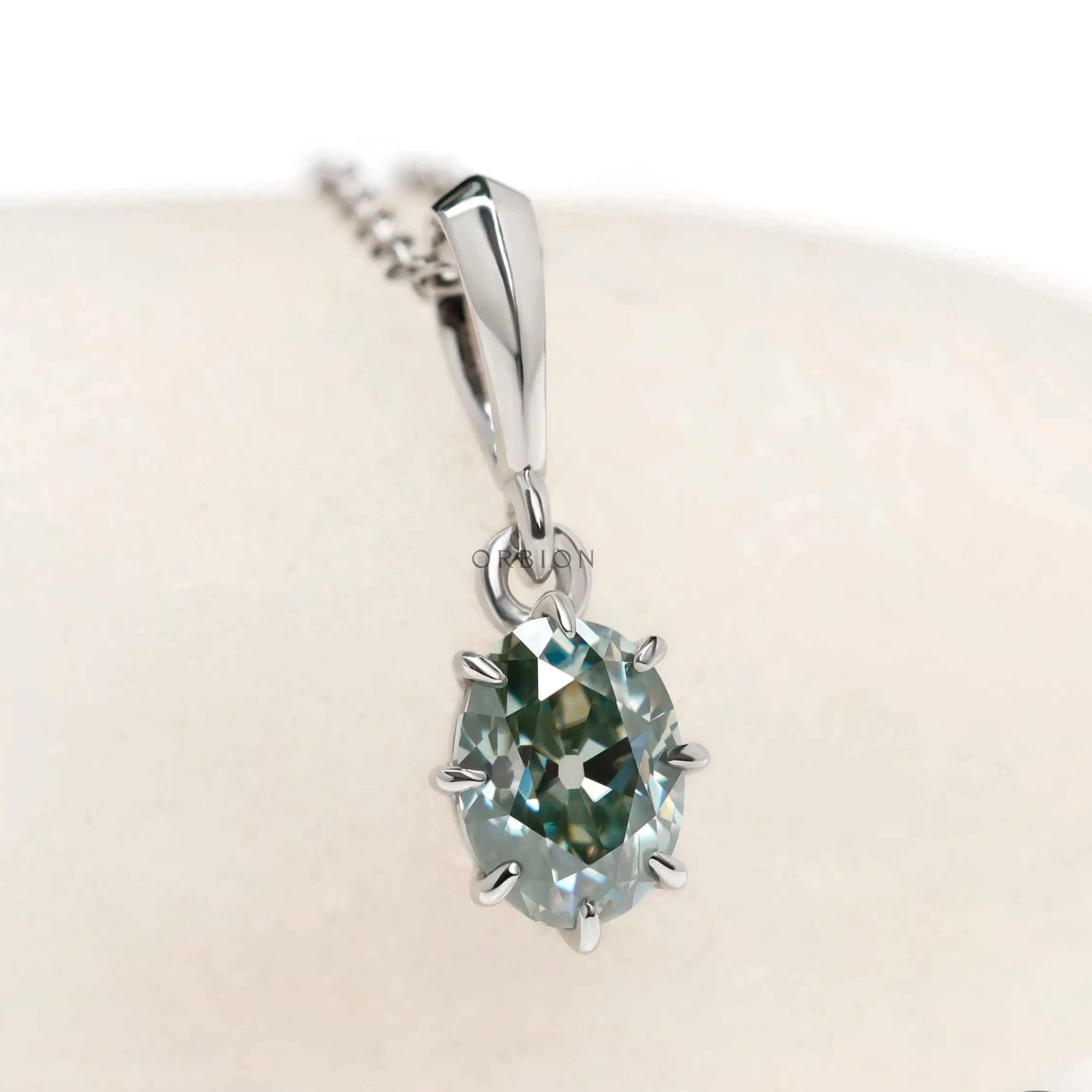 1 CT oval old mine cut moissanite pendant with prong setting