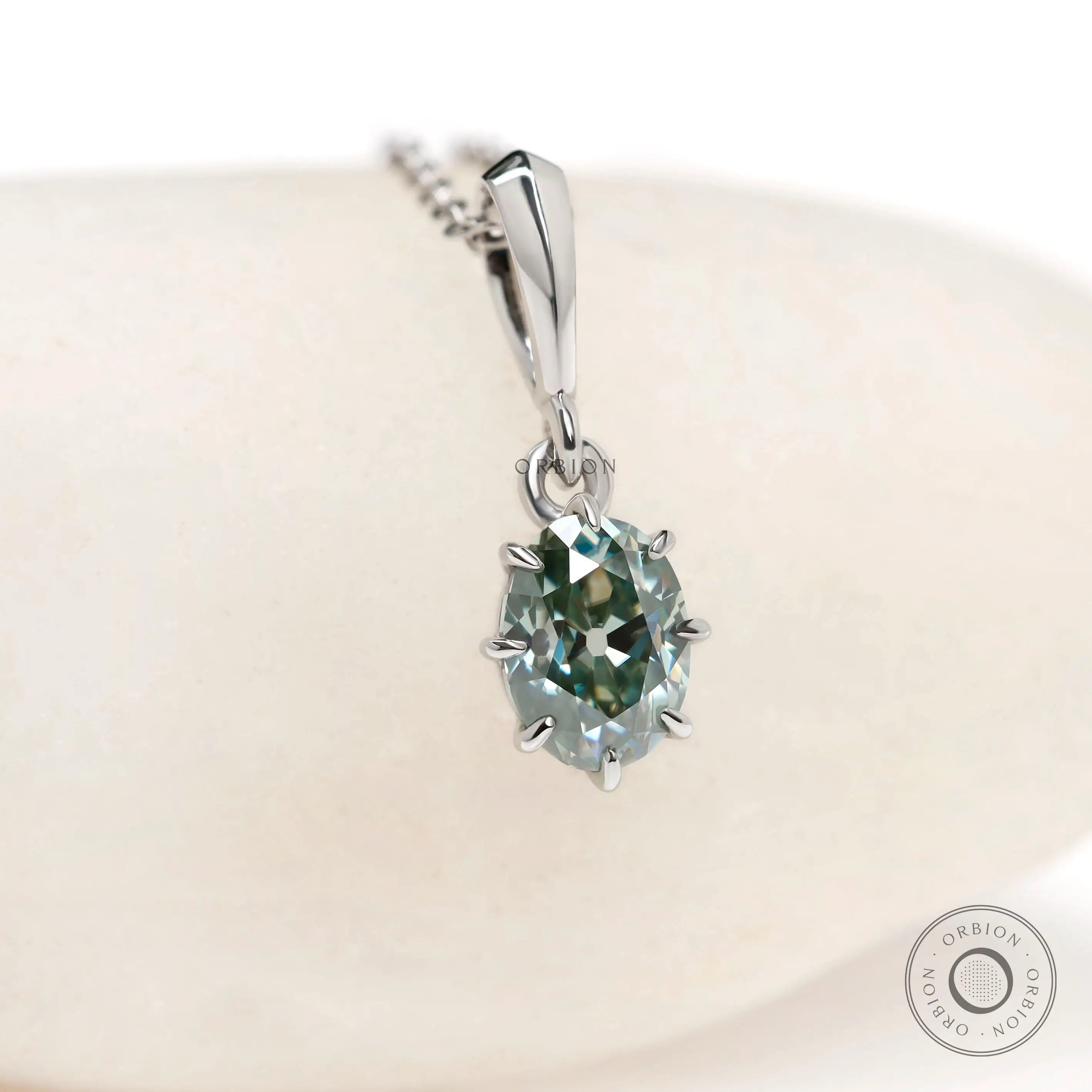 1 CT oval old mine cut moissanite pendant with prong setting