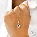 Old mine cut bluish grey moissanite pendant necklace gift for her