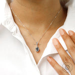 Vintage style oval bluish grey moissanite solitaire pendant necklace