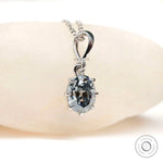 Antique style bluish grey moissanite solitaire pendant for women
