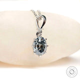 Antique style bluish grey moissanite solitaire pendant for women