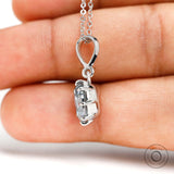 Bluish grey oval moissanite pendant with prong setting