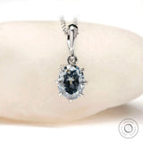 Elegant oval moissanite pendant necklace in white gold
