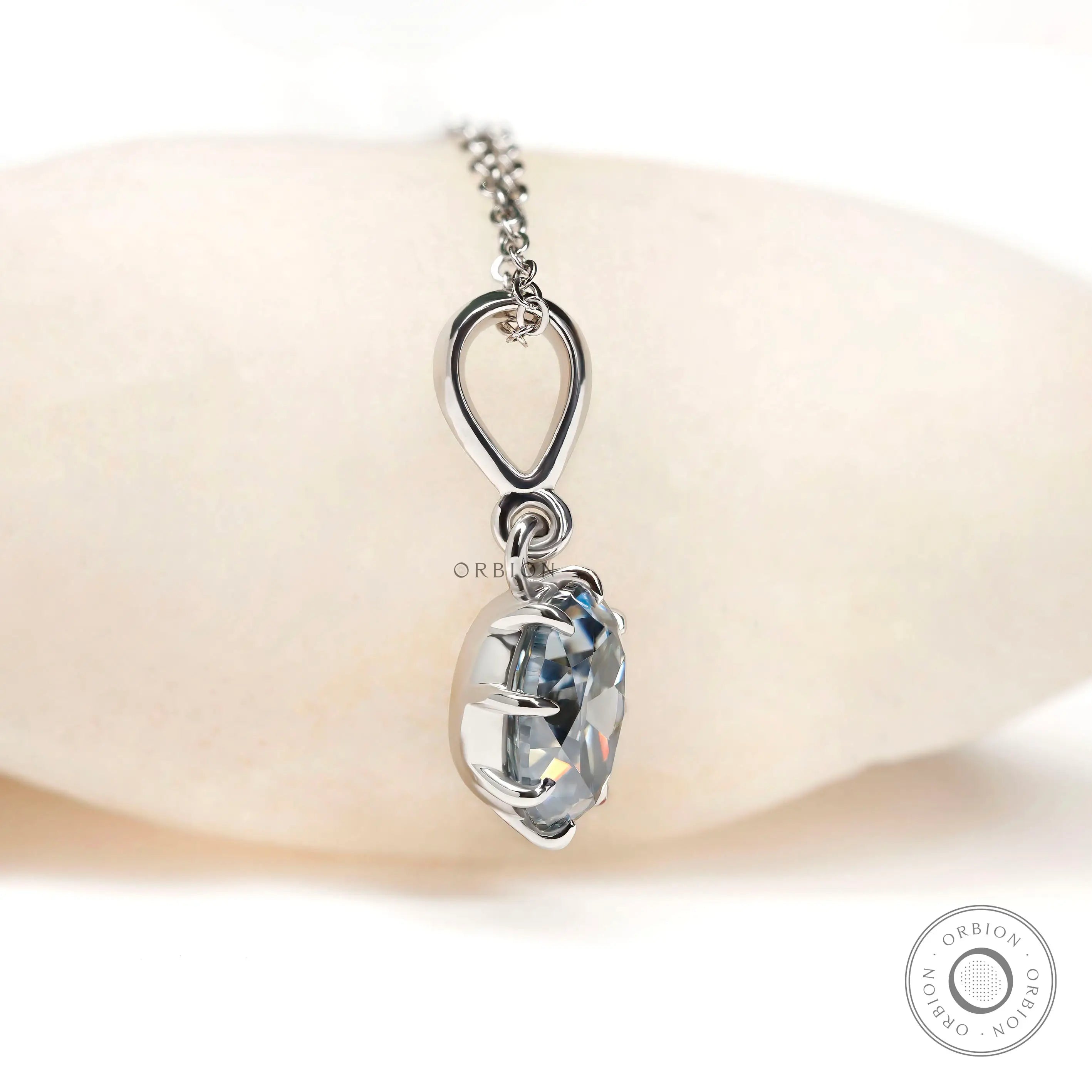 Statement bluish grey moissanite pendant necklace for women