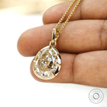 6 CT pear moissanite pendant with vintage georgian design, 18K yellow gold bezel