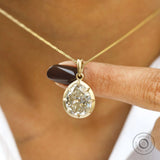 Old Mine Cut Pear Moissanite Georgian Pendant in 18K Gold, 6 CT Off White Stone