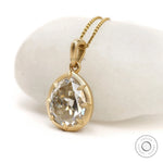 Old Mine Cut Pear Moissanite Pendant Necklace in 18K Gold with Matte Finish
