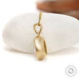 Georgian Style Pear Shaped Moissanite Pendant in 18K Gold, Spray Matte