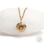 Elegant 1.50 Ct champagne moissanite pendant in bezel setting, 10k yellow gold with matte finish