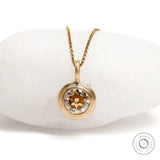 Elegant 1.50 Ct champagne moissanite pendant in bezel setting, 10k yellow gold with matte finish