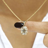 Antique elongated cushion gemstone pendant in 14k yellow gold for a classic vintage look