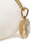 Antique cushion cut lab grown diamond pendant in 14k yellow gold with timeless elegance