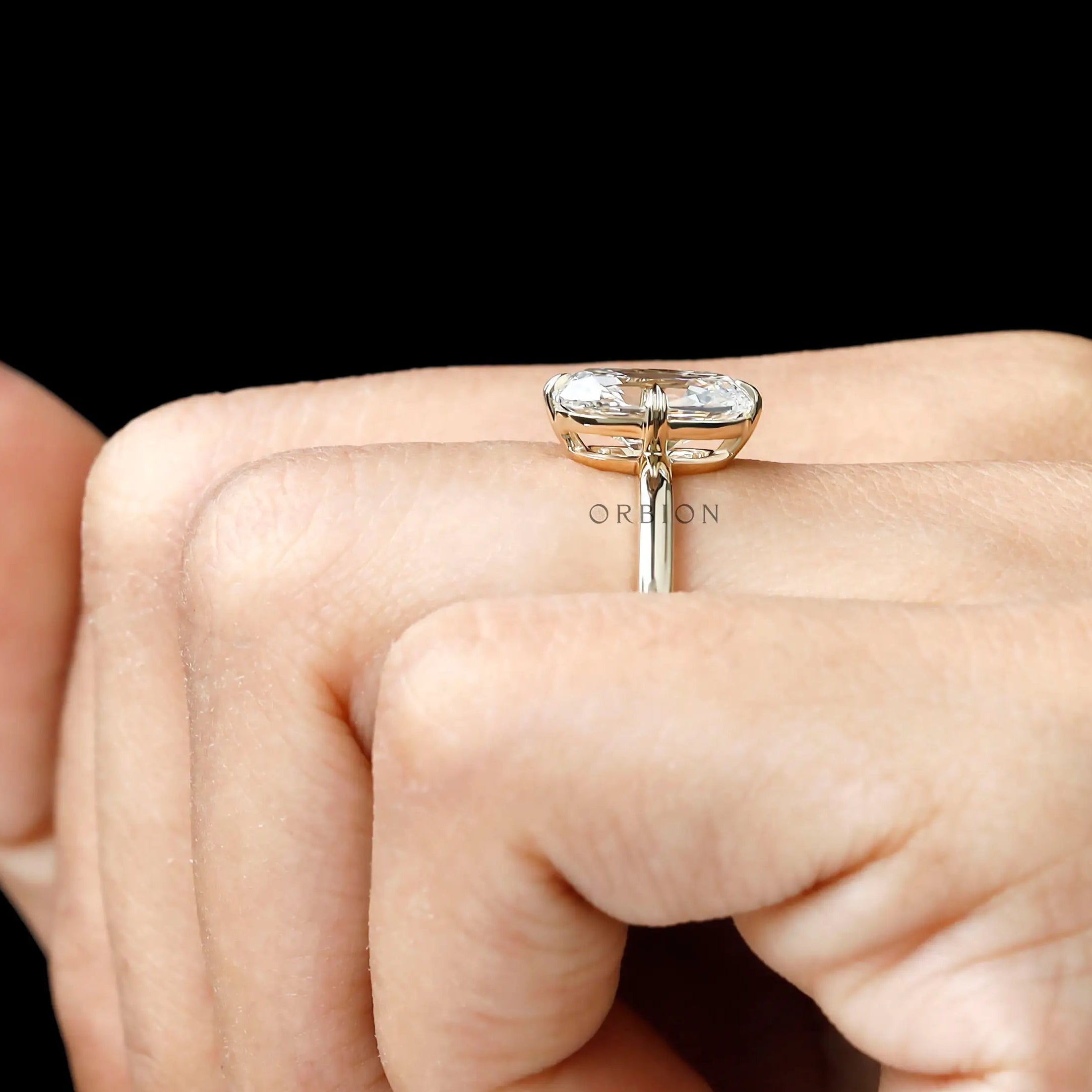 Vintage elongated cushion solitaire ring lab diamond engagement ring