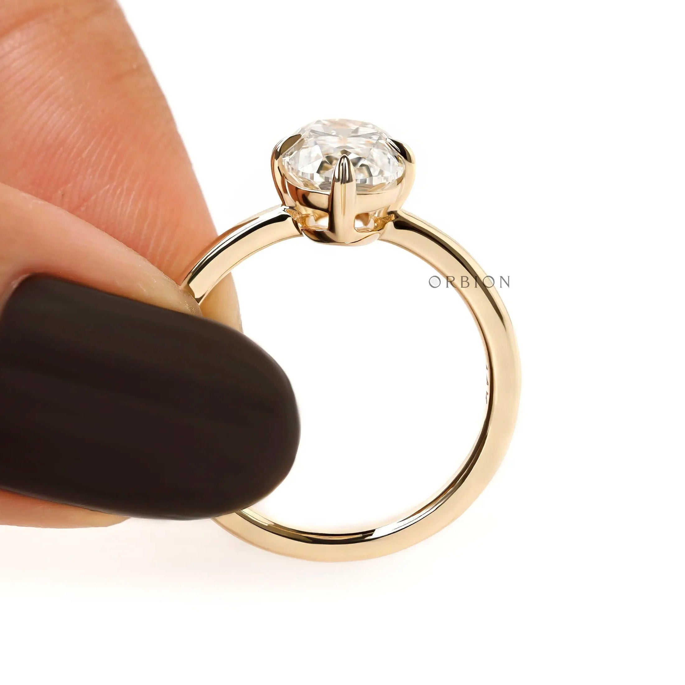 Antique old mine cut elongated cushion diamond ring yellow gold band