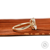 Vintage style elongated cushion engagement ring compass prong setting