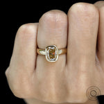 Elegant Champagne Moissanite Engagement Ring with Bold Gold Design