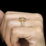 Modern Vintage Champagne Moissanite Ring with Thick 14K Gold Band