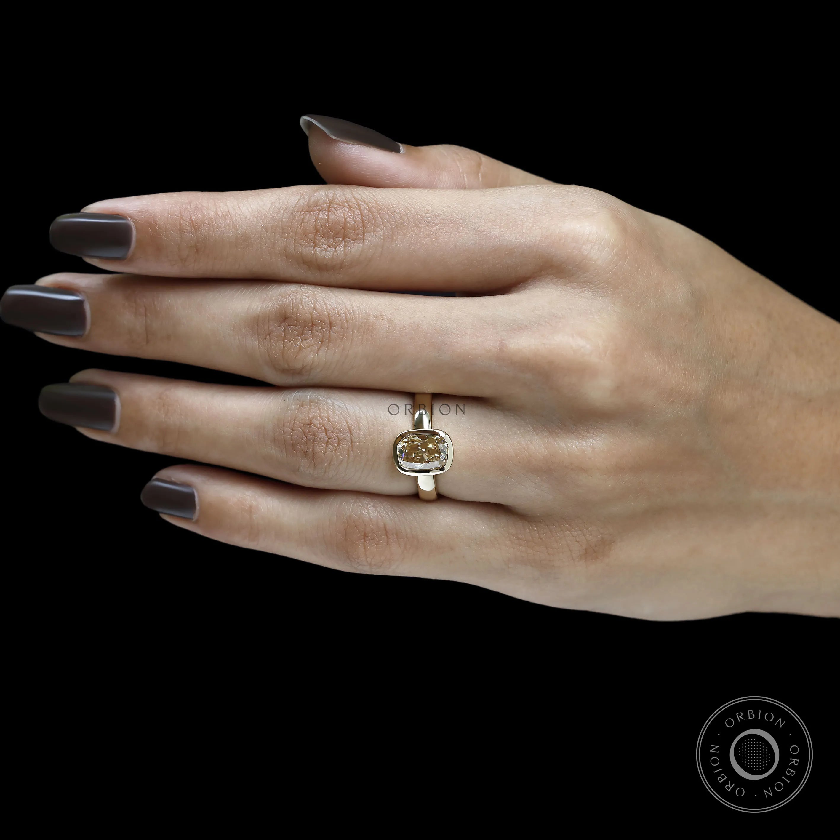 Antique Old Mine Cut Champagne Moissanite Engagement Ring for Women