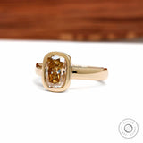 OMC Elongated Cushion Champagne Moissanite Ring with Thick Gold Band
