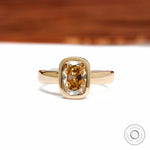 Chunky Bezel Champagne Moissanite Engagement Ring in 14K Yellow Gold