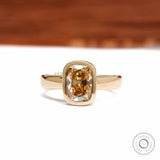 Chunky Bezel Champagne Moissanite Engagement Ring in 14K Yellow Gold