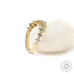 14k yellow gold round moissanite chevron stacking band 